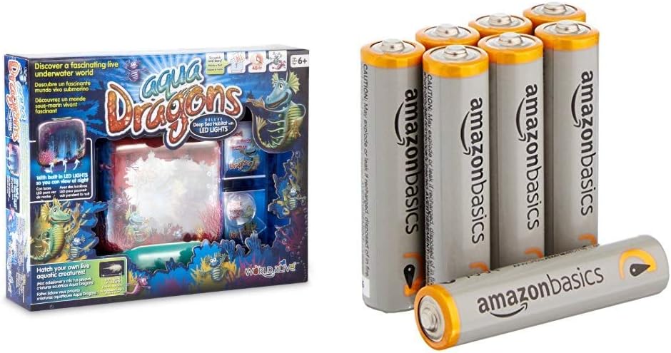 Aqua Dragons Underwater World Deluxe & Amazon Basics AAA Performance Alkaline Batteries [Pack of 8] - Packaging May Vary