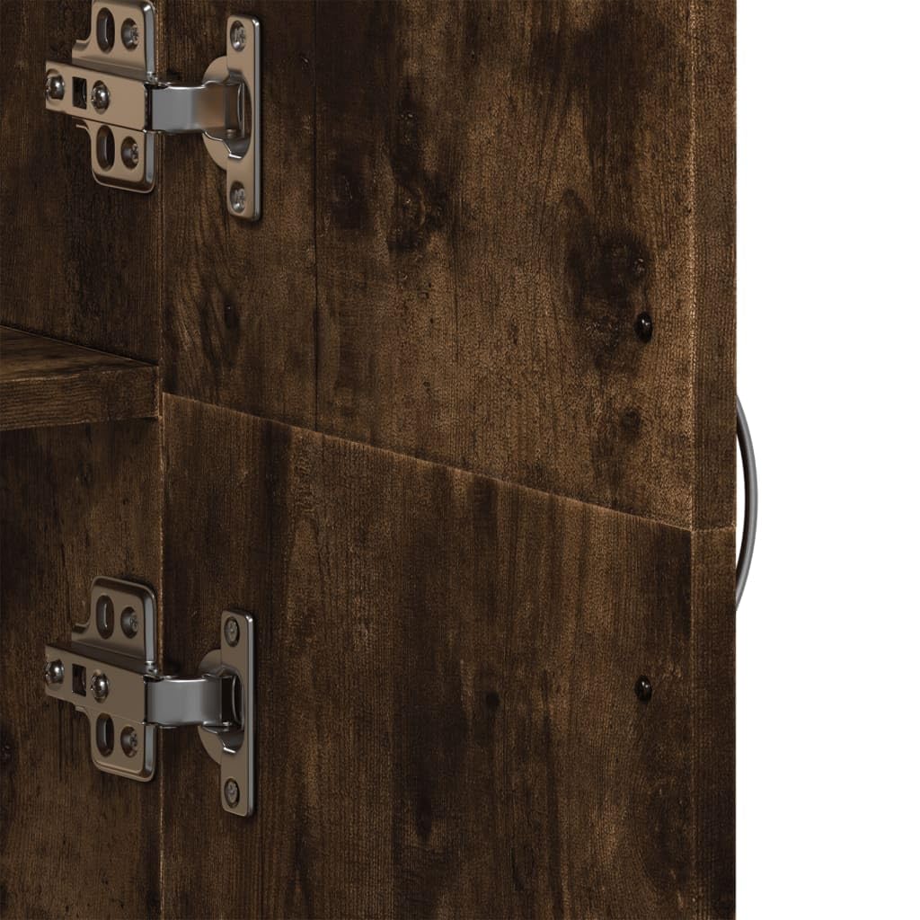 Brokky Schedario Rovere Fumo 60x32x153 cm in Truciolato-Cassettiera,Mobiletto da Ufficio con Serratura,Regolabile per Cartelle Sospese,Superficie Testurizzata,per Ufficio,Studio