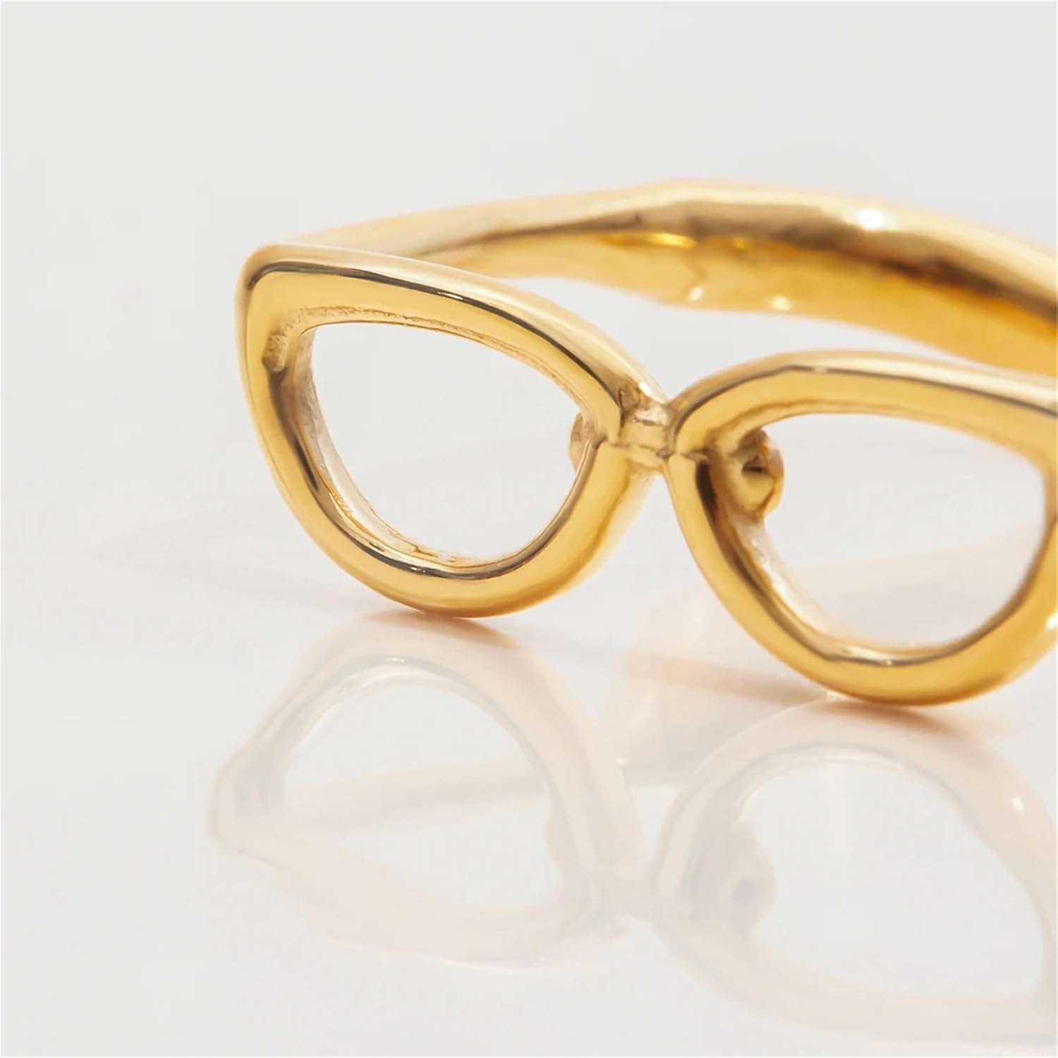 Gold Color Sunglasses Adjustable Open Rings For Creative Design Stainless Steel Vacation Style Finger Jewelry 1Pcs