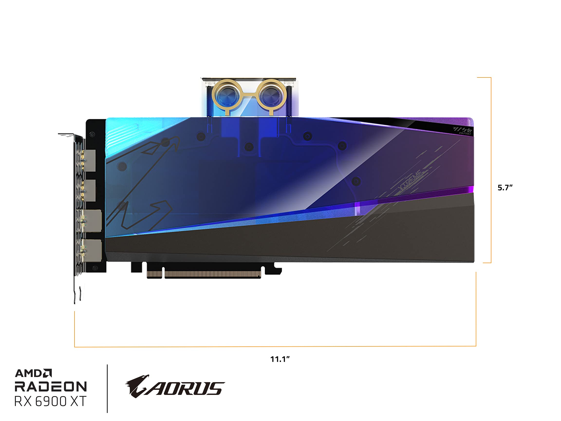 Gigabyte Tarjeta gráfica Aorus Radeon RX 6900 XT Xtreme Waterforce WB 16G, Sistema de refrigeración de Bloque de Agua WATERFORCE, 16 GB 256 bits GDDR6, GV-R69XTAORUSX WB-16GD Tarjeta de Video