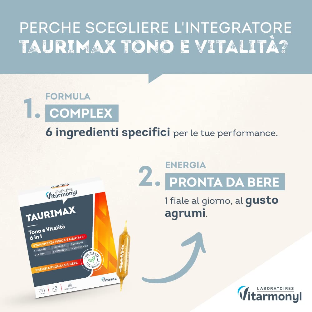 Vitarmonyl Tono e Vitalità 6in1 - Per Stanchezza Fisica e Mentale - 8 Fiale (Confezione da 4)