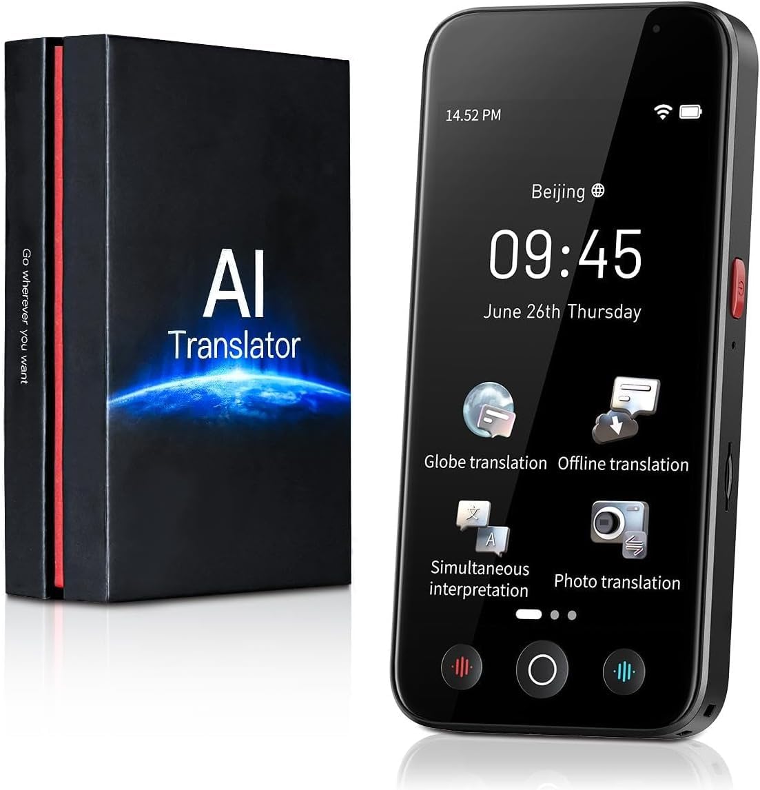kentfaith Traduttore Vocale AI, 144 Lingue Online / 19 Offline, Traduzione Istantanea 0,2s, 98% Precisione, Touchscreen 5", Fotocamera 8MP, Foto/Testo/Voce, Viaggi/Studio/Affari -128G