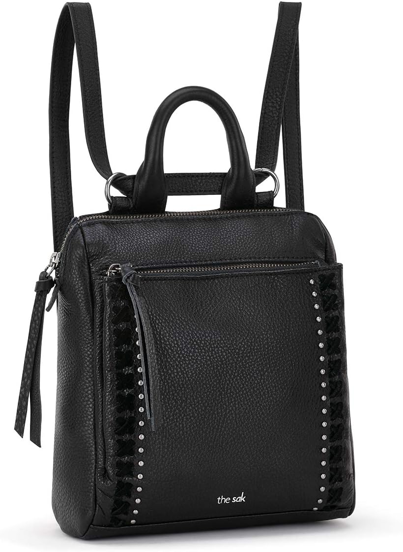 the sak unisex adult Women's Loyola Leather Mini Backpack, Black, One Size US Tobacco Floral Embossed Ii
