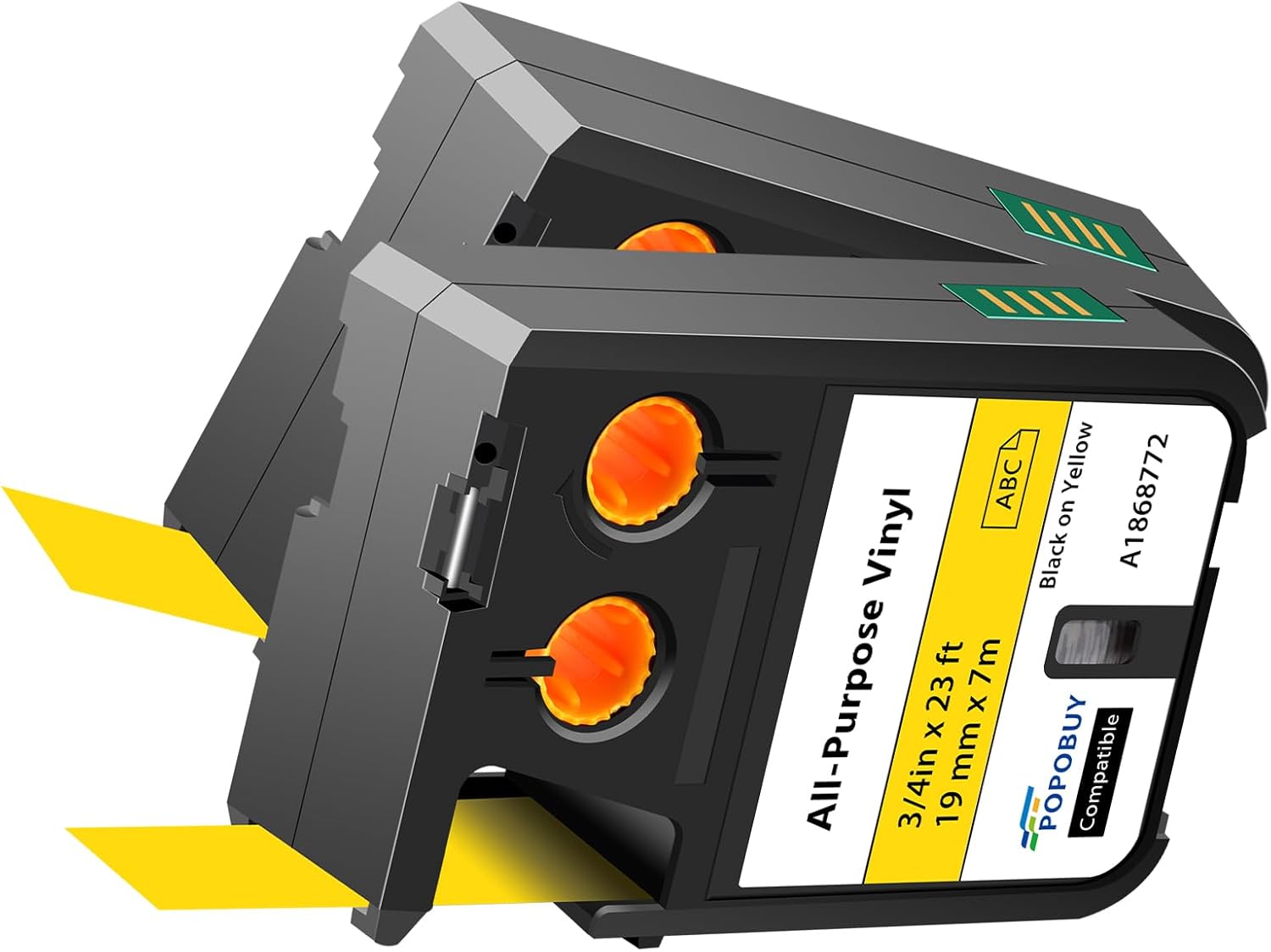 2 Pack Compatible with DYMO XTL Labels 1868772 All-Purpose Vinyl Label Tape, Black on Yellow 3/4 Inch x 23 Feet (19mm x 7m), for DYMO XTL Label Maker XTL 300 XTL 500