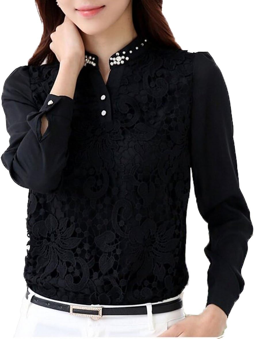 Sexy Women Ladies Long Sleeve Lace T Shirt Top Blouse