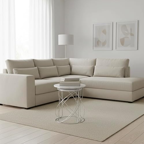 Miniatura 2 de Modern Day Accents 3854 Giro - Mesas anidadas de mármol blanco, juego de 2, mesa auxiliar pequeña, mesa auxiliar para sala de estar, mesa redonda,