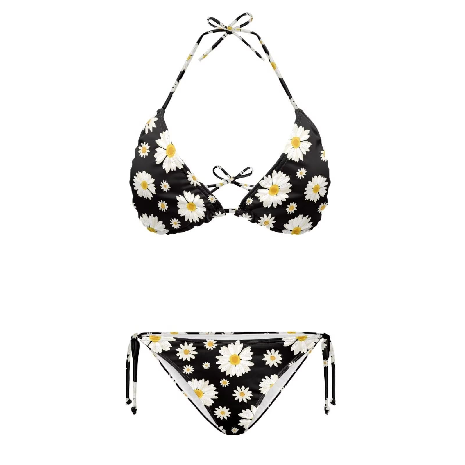 Jekioweii Bikini Set for Women Two Piece Swimsuit Adjustable Spaghetti Straps Swimwear Color Block Halter Bathing Suit