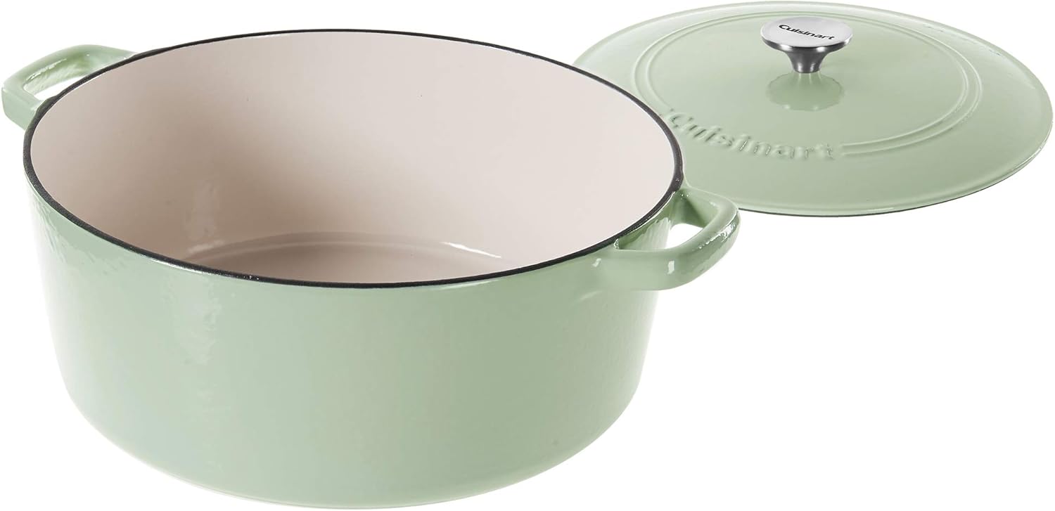 Cuisinart Chef's Classic Enameled Cast Iron Round Covered Casserole (Mint Green, 7- Quart) - Image 2