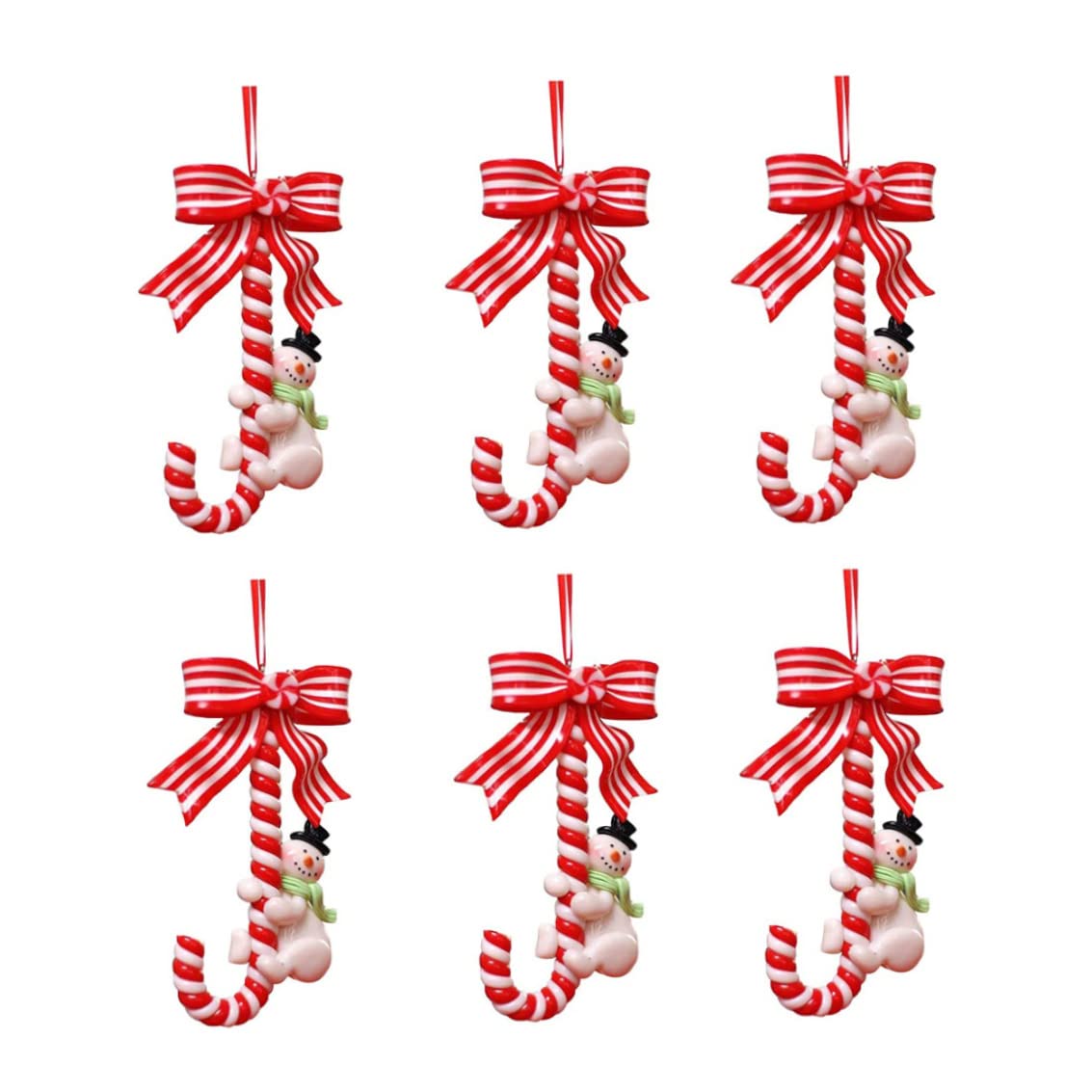 Décoration sapin de Noël Père Noël et sucre d'orge suspendu avec noeud 6pcs