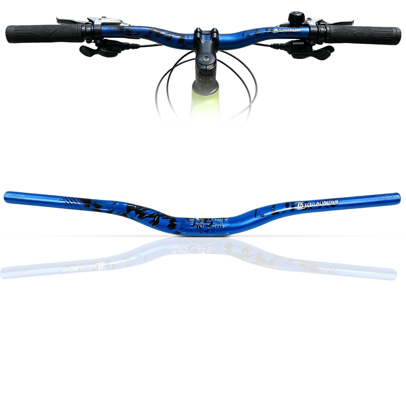 31.8 x 720 mm/1.25 x 28.35 in Extra Long Bike Handlebar, 720mm Aluminium Alloy MTB Handlebar Bicycle Riser Bars Extra Long Mountain Bike Bicycle Handlebars for Cycling Racing (Blue) — image 1