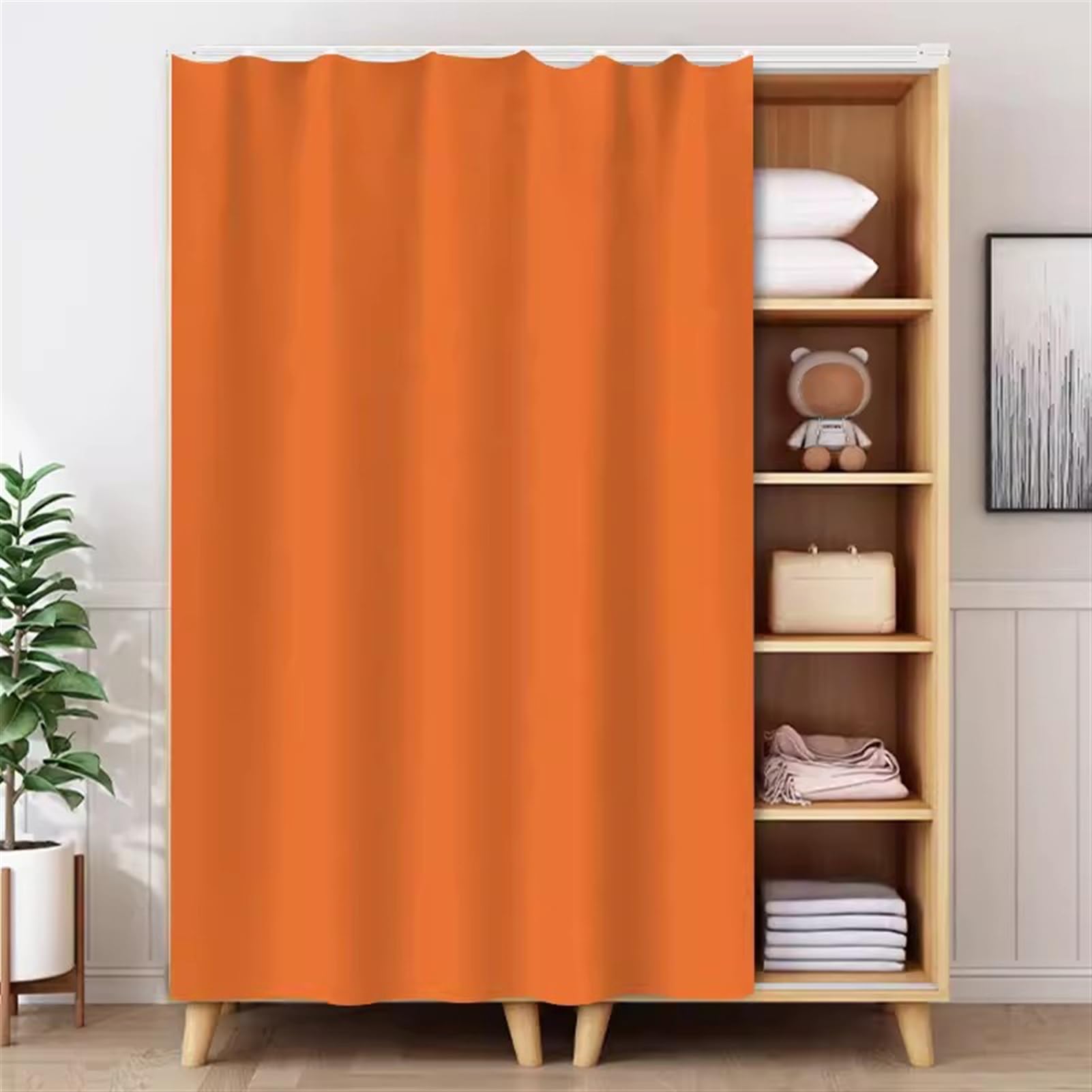 Rideau occultant placard cuisine anti-poussière orange 100x180