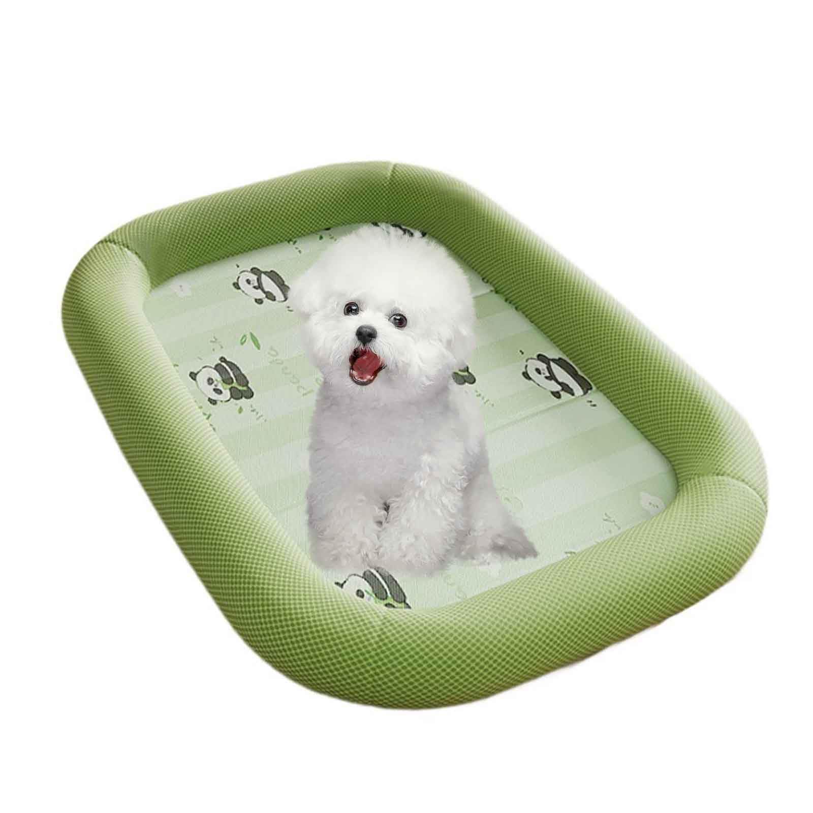 Cama para Mascotas, Alfombrilla Antideslizante Lavable Gatos, Almohadillas Enfriar de Seda(Green,XL)