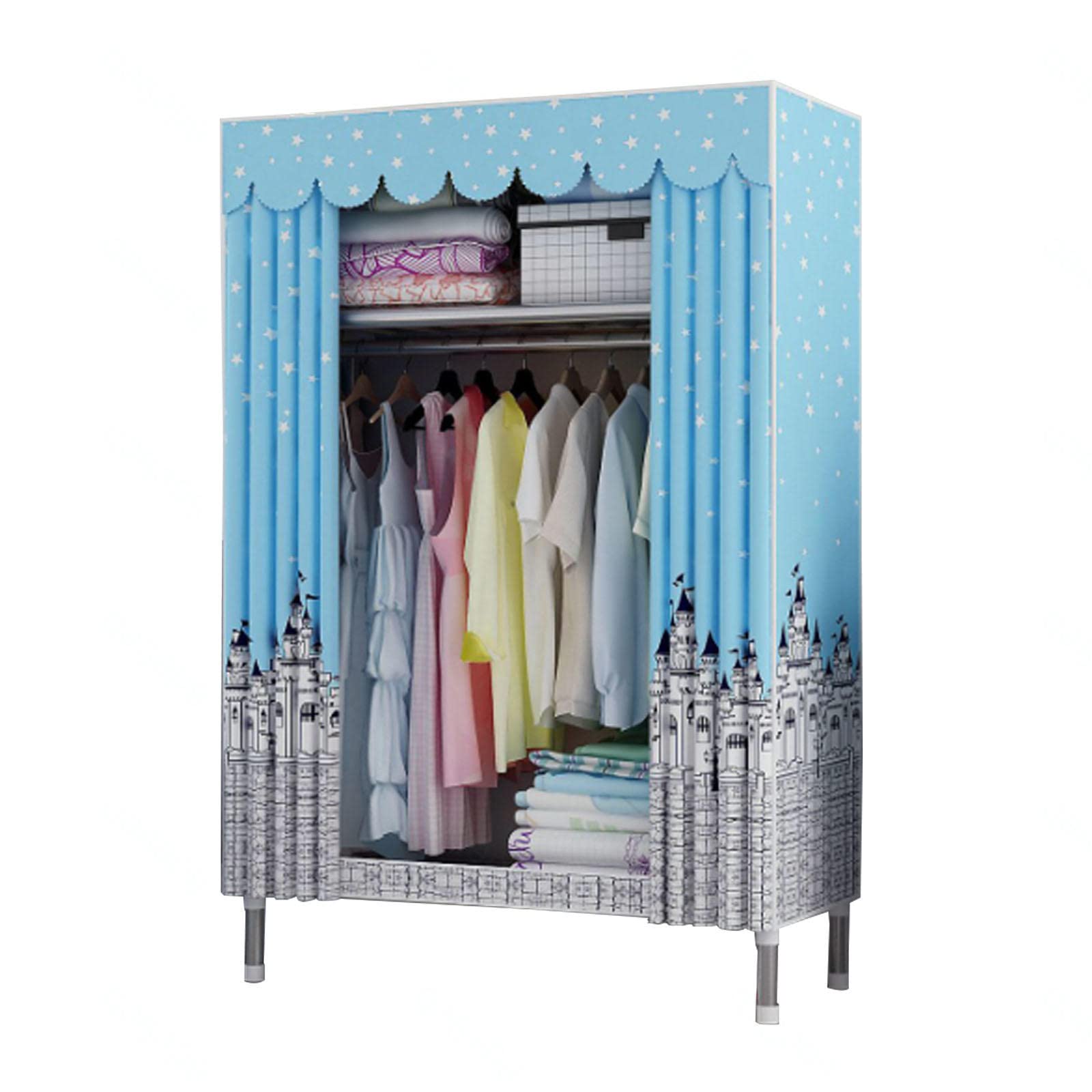 Kleiderschrank, tragbare Kleiderschrankregale aus Segeltuch mit Kleiderstange, Regale, Stoffgarderobe, Kleiderschrank-Aufbewahrungsorganisator für Schlafzimmer,B-85x45x175cm