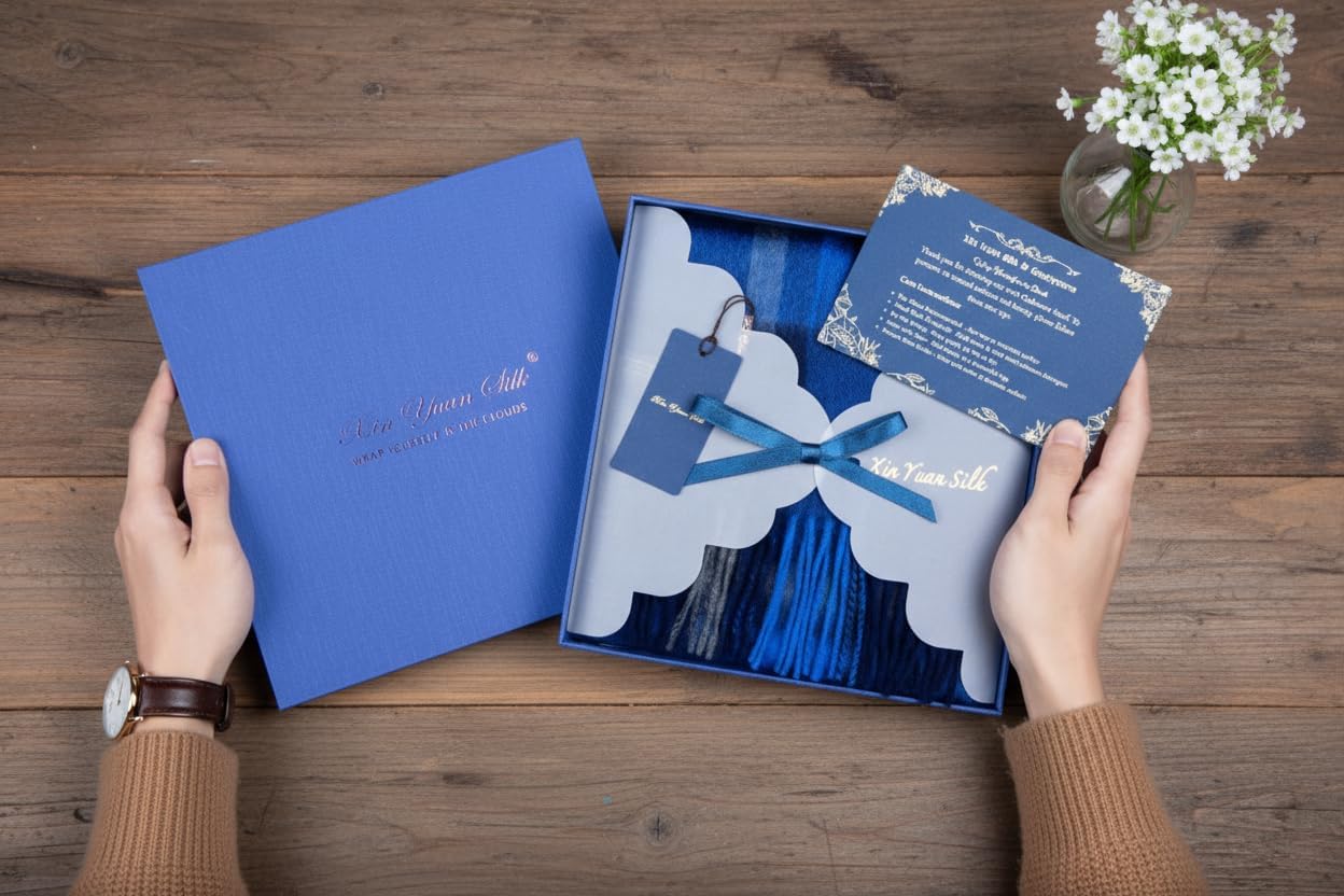 Cashmere scarf for men,100% Cashmere Plaid Tassel Scarf,Winter Warm soft Scarves with Gift Box Packaging - Image 7