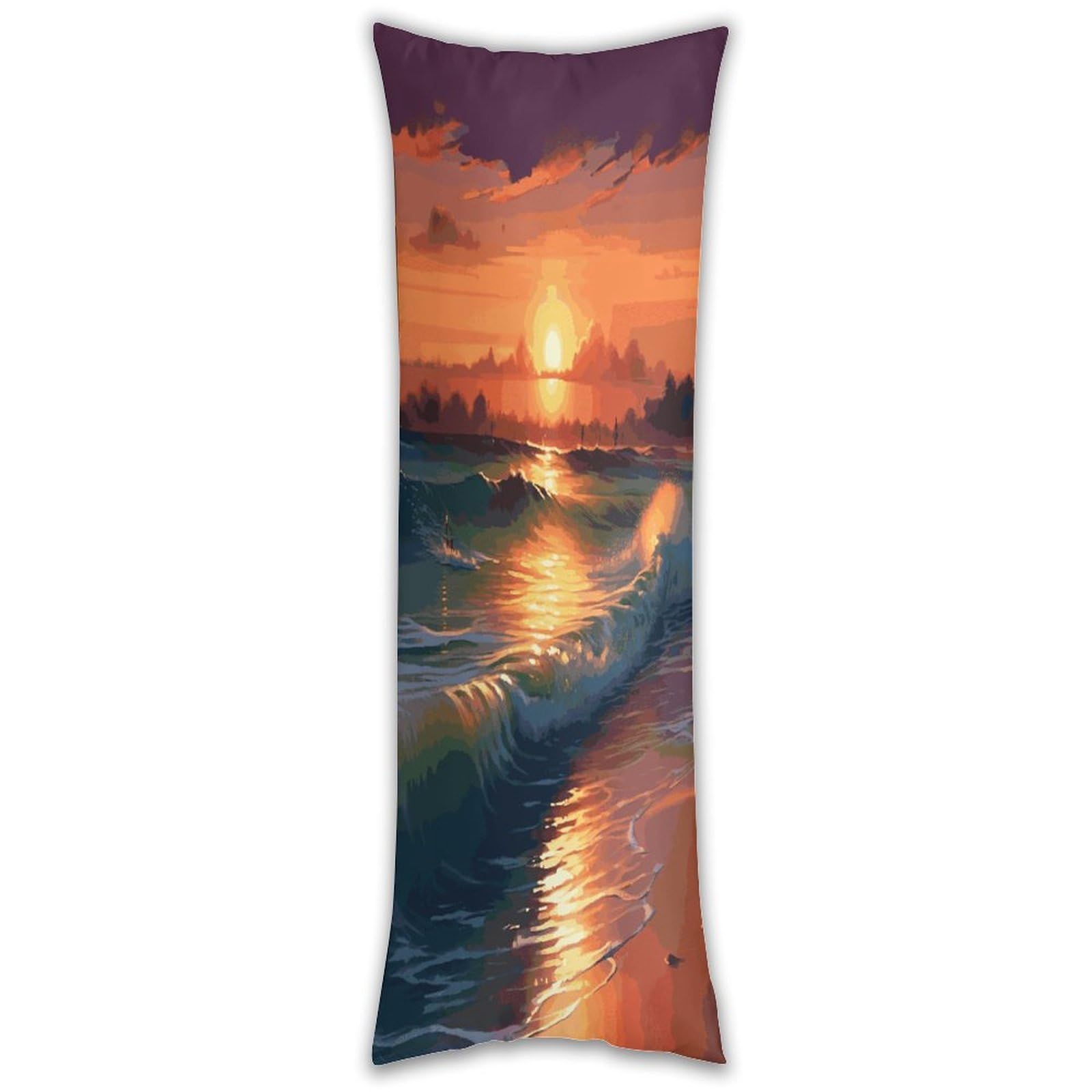Sunset Seaside Pillow Cases Breathable Vertical Long Pillowcase Body Pillowcase with Hidden Zipper Closure Soft and Cozy Pillow Cover 20x54 Inches for Bedroom Couch