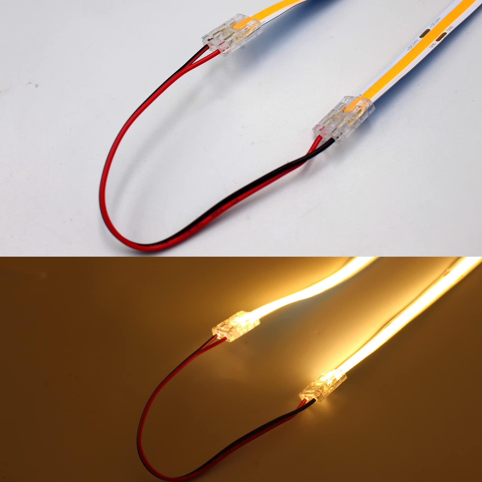 Amefil 2-Pin 10 mm COB LED Streifen Stecker – Schnellverbinder Für Einfache Klick-Verbindungen, Kein Löten Nötig!