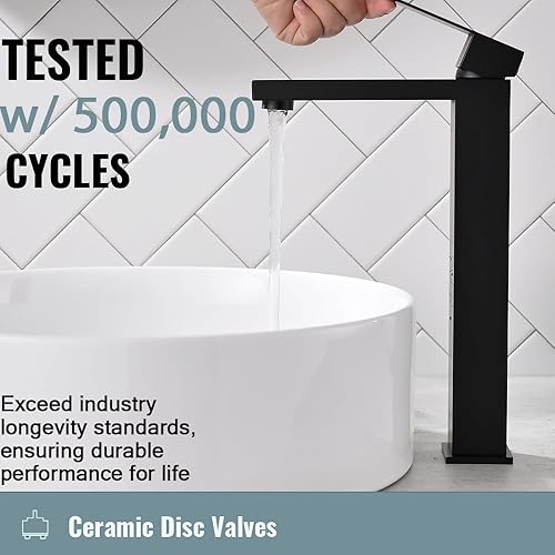 Miniatura 4 de BF012B - Grifo de lavabo alto de baño, grifo de lavabo alto de un solo agujero, grifo de lavabo de tocador con drenaje emergente, BF012B