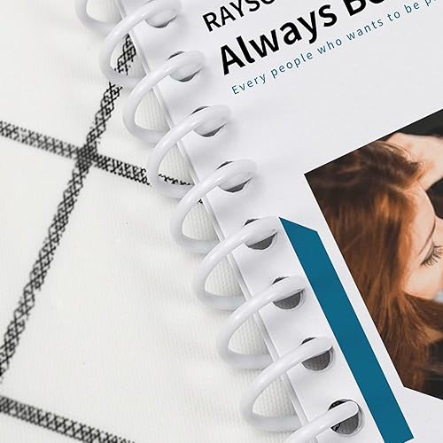 Miniatura 3 de Rayson Bobina espiral de plástico de 0.311 in, paso 31, 516 pulgadas, capacidad de 40 hojas de encuadernación de bobina blanca, versátil para tareas