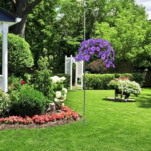 Gancho de pastor para jardín Toddmomy de hierro negro resistente 5