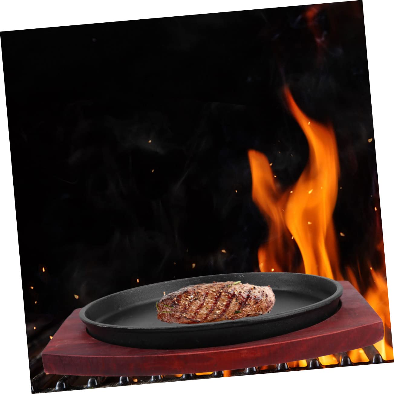BESTonZON Runde Bratblech Grillplatte Teppanyaki Backform Antihaft Metallbackform Grillschale Bbq-schale Rindersteakplatte Für Spanische Und Japanische Küche Braten Rösten Schmutzabweisend l