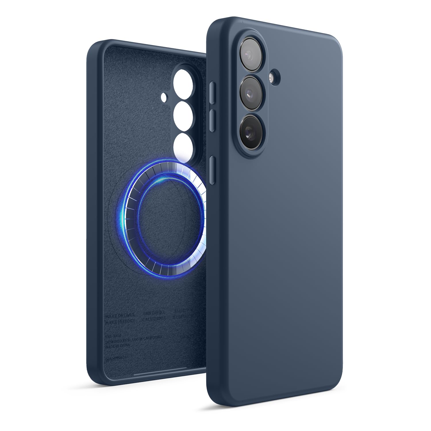 elago Magnetische Silikonhülle kompatibel mit Samsung Galaxy S26 Plus, kompatibel mit MagSafe-Zubehör, Schutzhülle, stoßfest, schlank, kratzschutz durch weiches Mikrofaser-Innenfutter (Dunkelblau)