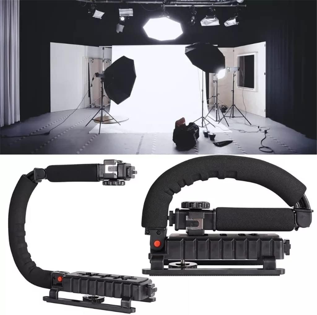 Camera Smartphone Stabilizer Adjustable Handle Grip Handheld Video Rig Universal (Color : Black Size : 14.5X20X2cm)