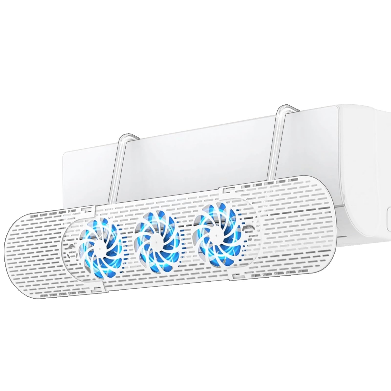 WUXTOKV Air Conditioner Vent Deflector, Retractable AC Air Deflector, with 3 Turbine Fans, 22-35 in Length, 270° Rotation, ABS