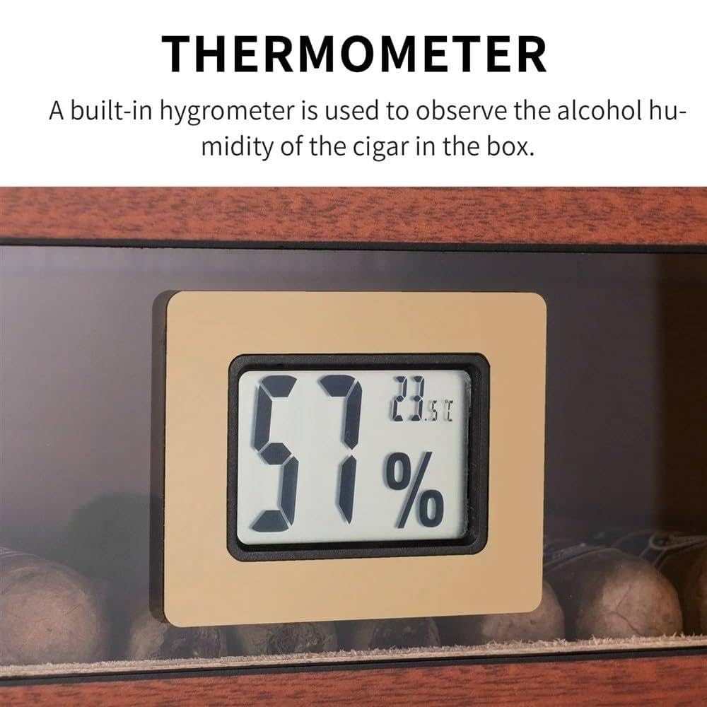 Zigarren-Humidor Zedernholz Aufbewahrungsbox mit 3 Schichten Schubladen und digitalem Hygrometer, Tisch-Elektro-Humidor für den Desktop-Einsatz