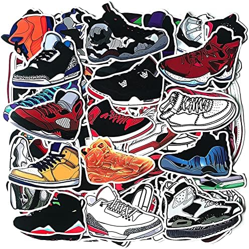 Braides 100 pcs Shoe Sneaker Stickers for Water Bottle, Basketball Stickers, Laptop, Skateboard, Computer (Cool Vinyl Decals, Boys, Cars, Kids, Teens, Waterproof)