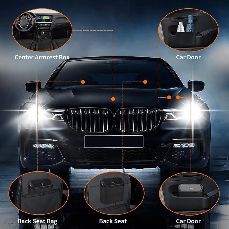 Image of Leak-Proof mini car Trash can, 150 Garbage Bags, with lid, can be Placed on the Desk or Hung, Perfect car Accessory!