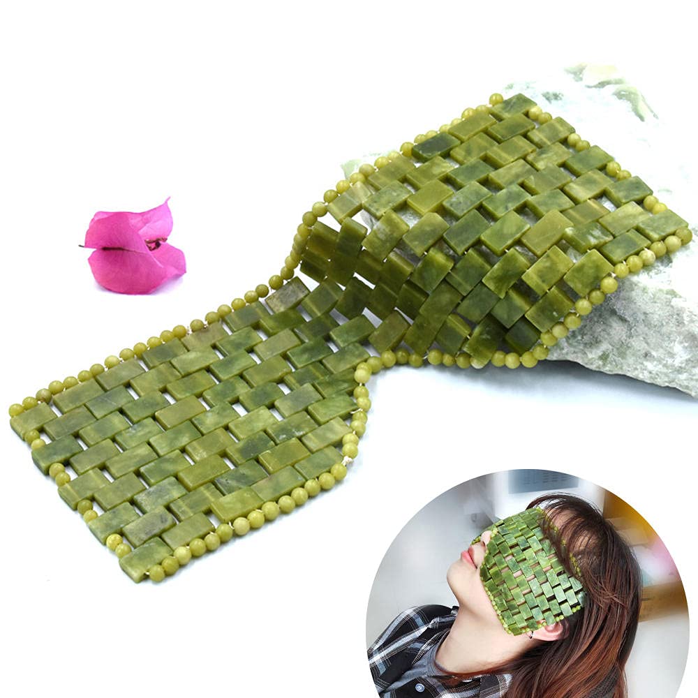 Maschera del sonno del rullino facciale della giada per il massaggio del viso dell'occhio Anti-invecchiamento 100% in pietra naturale Guasache Raschiaggio del rullo di massaggio-5 in 1 set