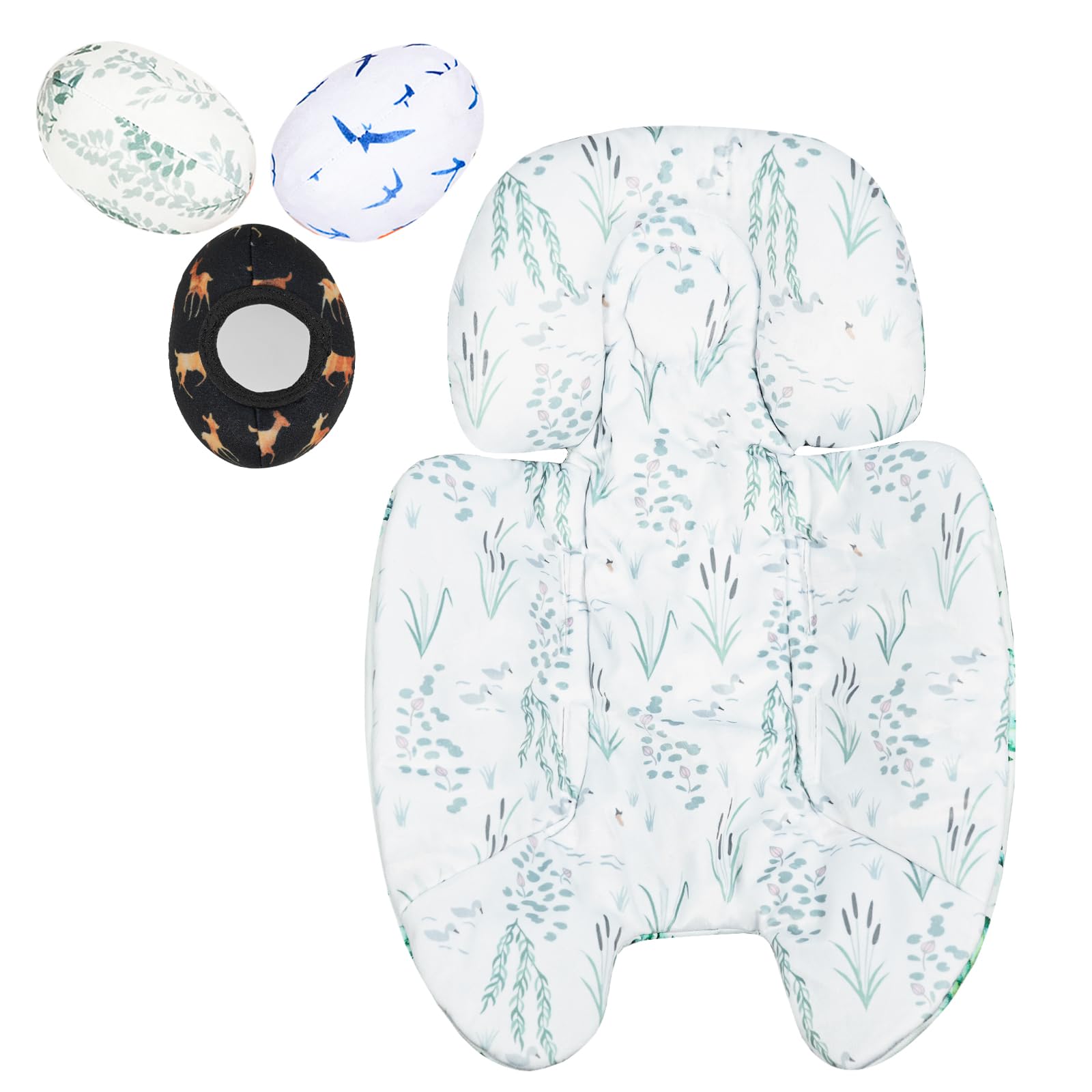 FSINWV Newborn Insert and 3Pcs Replacement Toy Balls for Mamaroo, Breathable Reversible Infant Insert Compatible with Mamaroo Baby Swing & RockaRoo, Head & Body Support, Machine Washable
