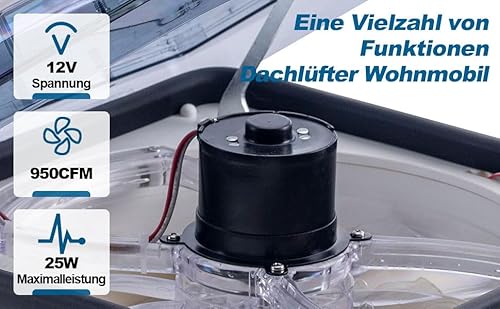 feeoveo Dachlüfter Wohnmobil Automatischer Regensensor für Schutz bei Regen Leistungsstarker Abluftlüfter mit 10 Geschwindigkeitsstufen 12V