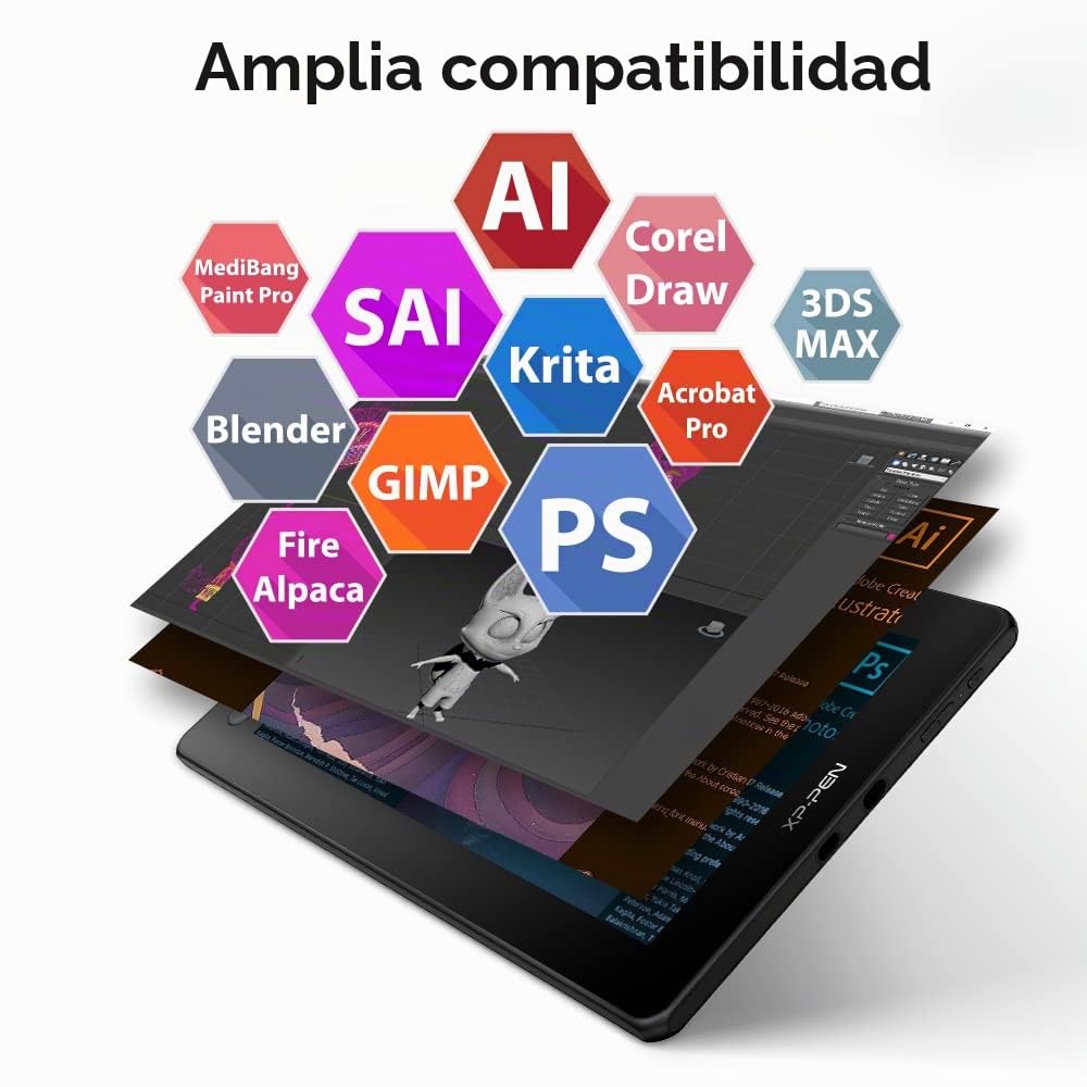 XPPen Artist 13 2nd Tableta Gráfica con Pantalla Completamente Laminada | Tableta Dibujo Digital Compatible con Windows, Mac, Chrome OS, Linux y Android, Ideal para princinpantes en Dibujar, Negro