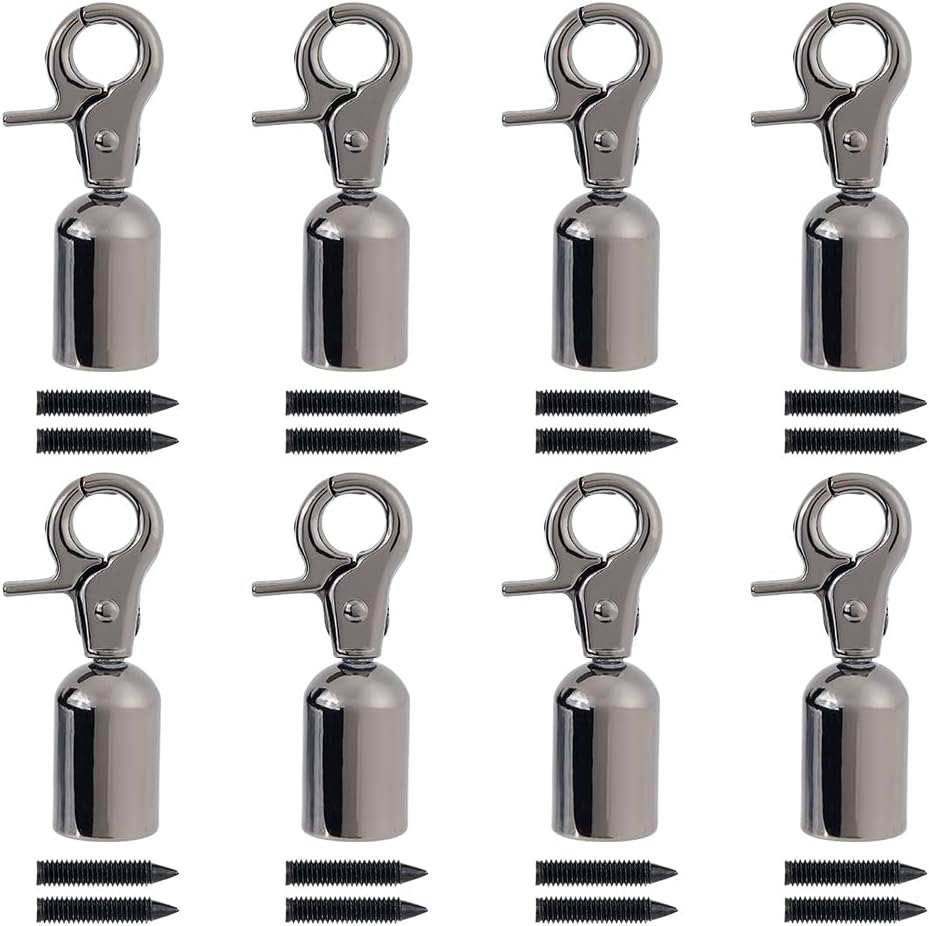 SUPERFINDINGS 8 Sets Press Cord End Hats Leather Cord Terminators End Tips 13mm Gunmetal Alloy Clasps Swivel Snap Hook with 2 Hole for Necklace Bracelet DIY Tassel Jewelry Making