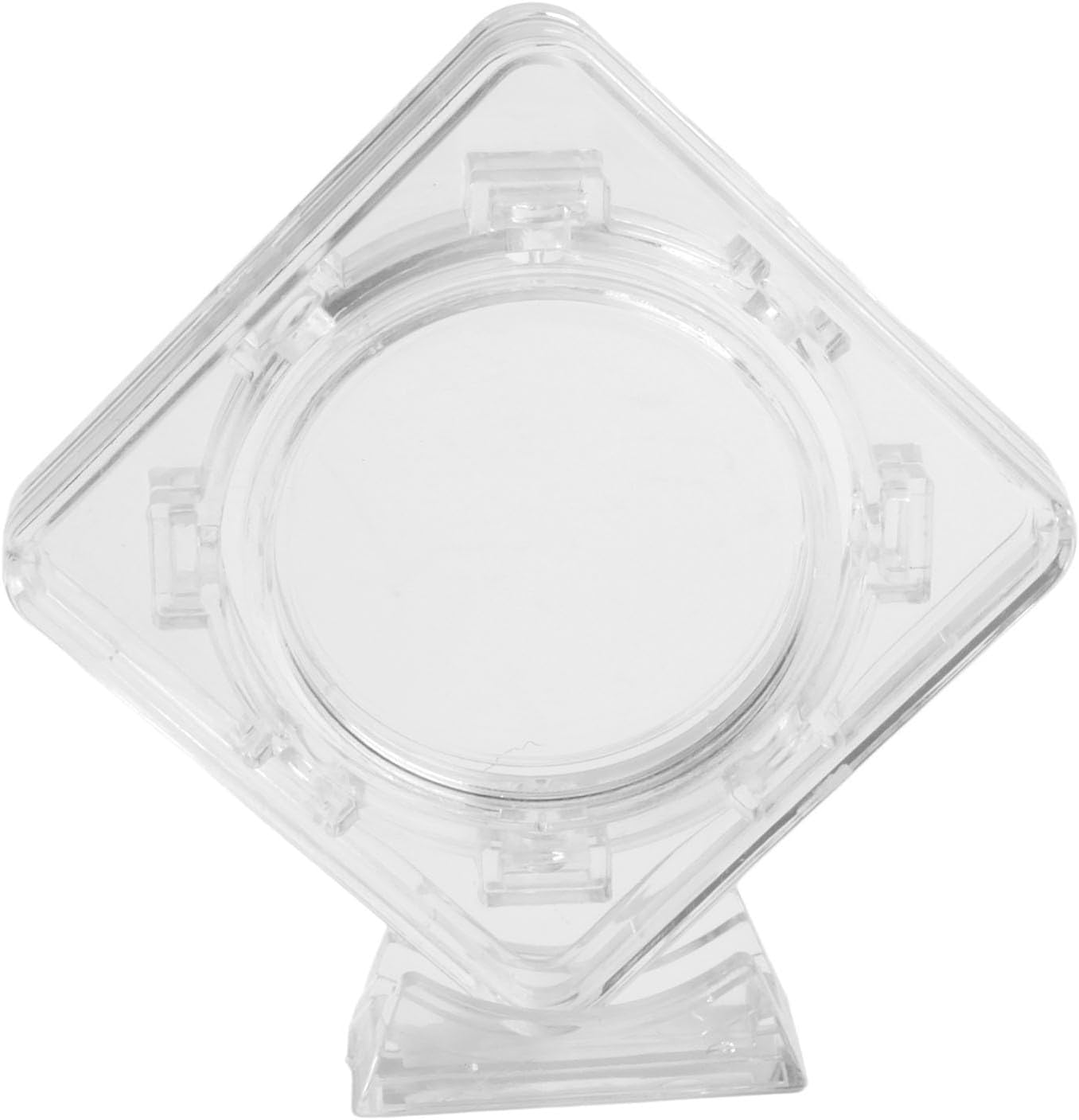 Acrylic Coin Display Case for 40mm Medals, Transparent Commemorative Coin Box with Stand, Clear Round Token Protector and Collectible Showcase Storage Container