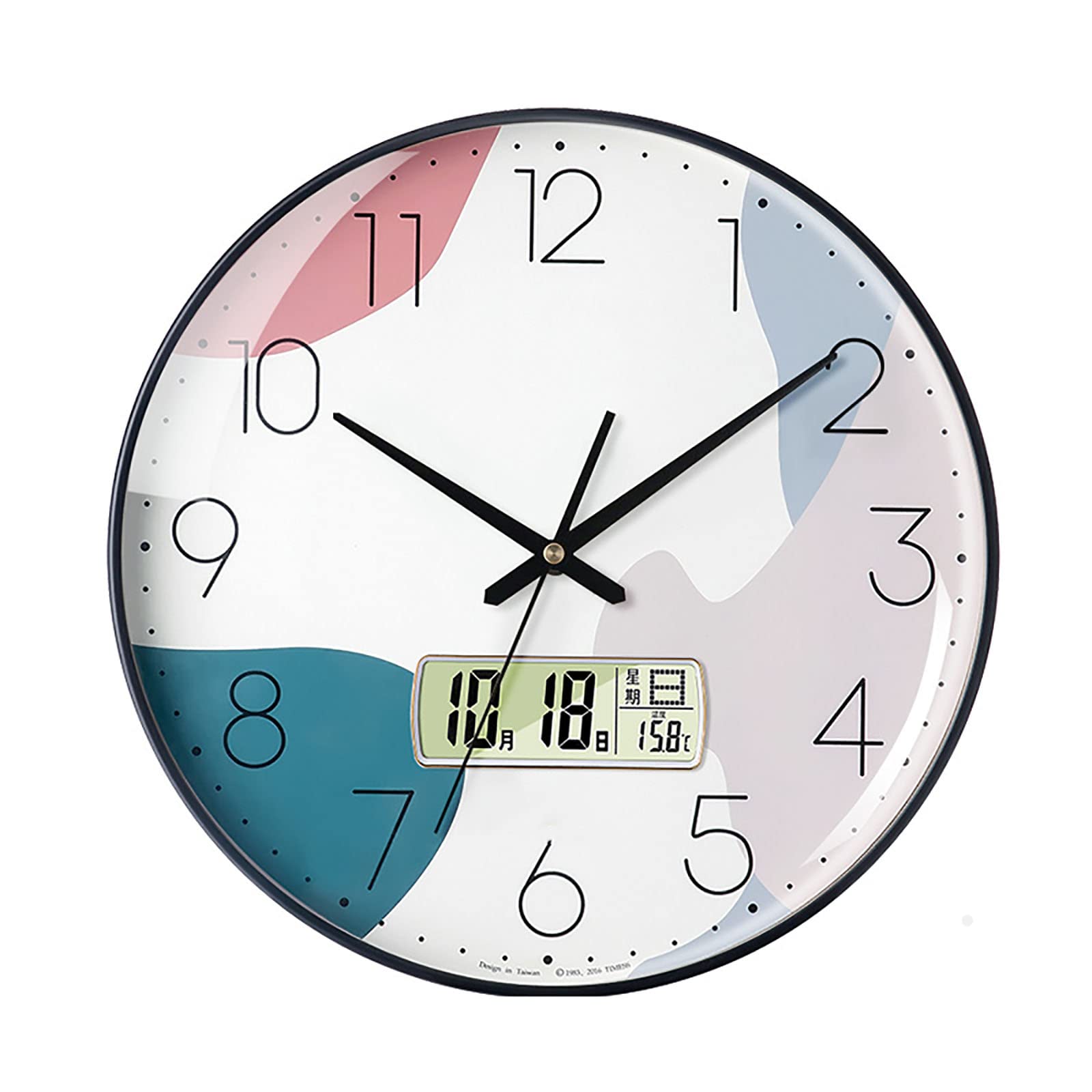 JATIBOSH Wall Clock Silent Non Ticking Quartz Outdoor Clock 14 Inch Round Easy to Read Battery Operated Hunging Clock for Home Office School Decor Clock (Battery Not Included)