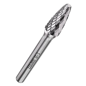 LU&MN SF-3 Tungsten Carbide Burr, 3/8" Head 1/4" Shank, 1 Pcs | Industrial-Grade, Double Cut Rotary, Deburring, Chamfering, Engraving, Polishing, Metal & Wood