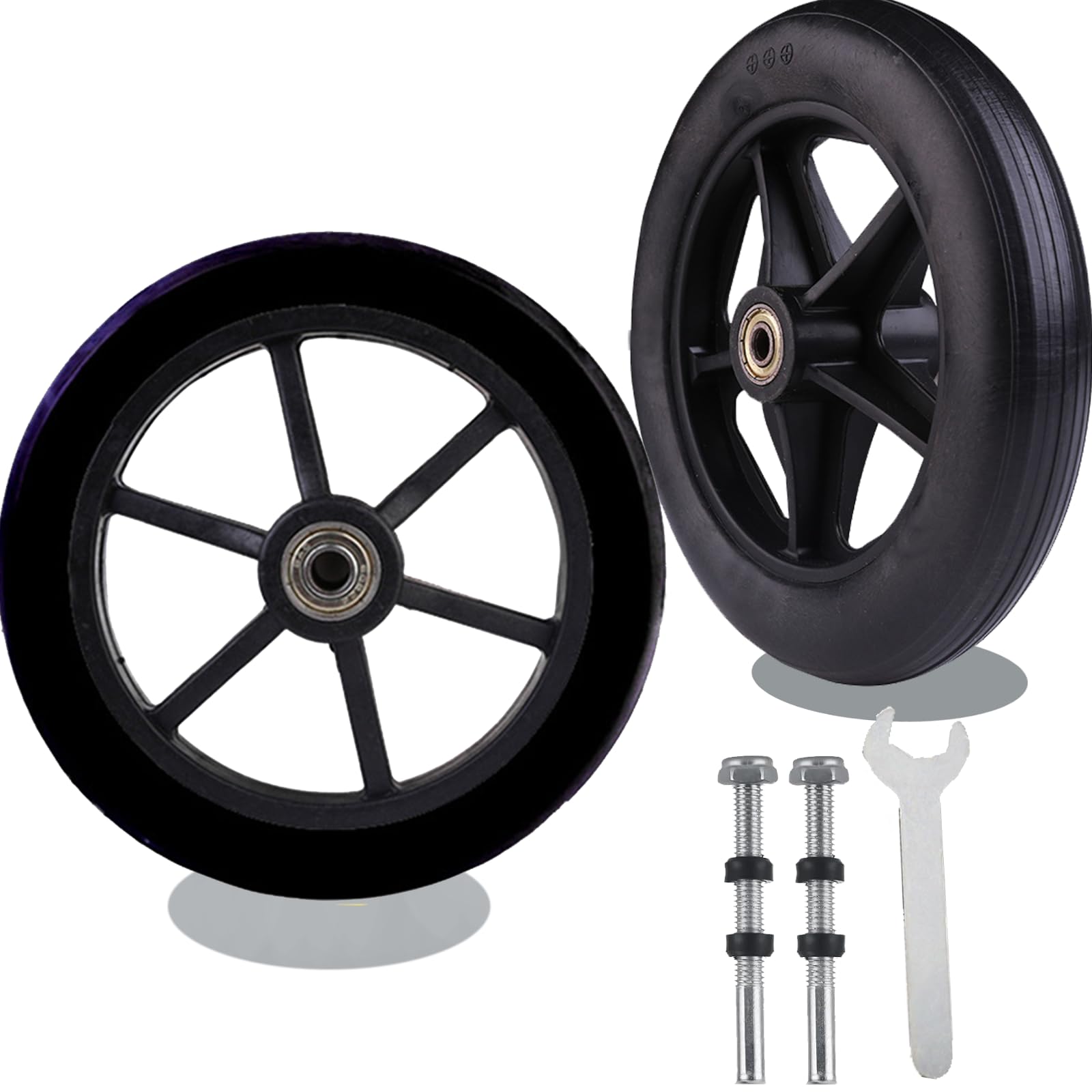 Walker Wheels Replacement 6 inch Wheels for Walker PVC Anti-Slip Solid Tires All-Terrain usable 2psc Replacement Wheels for Walkers Easy to Replace and Install (6-inch, 2, Count)