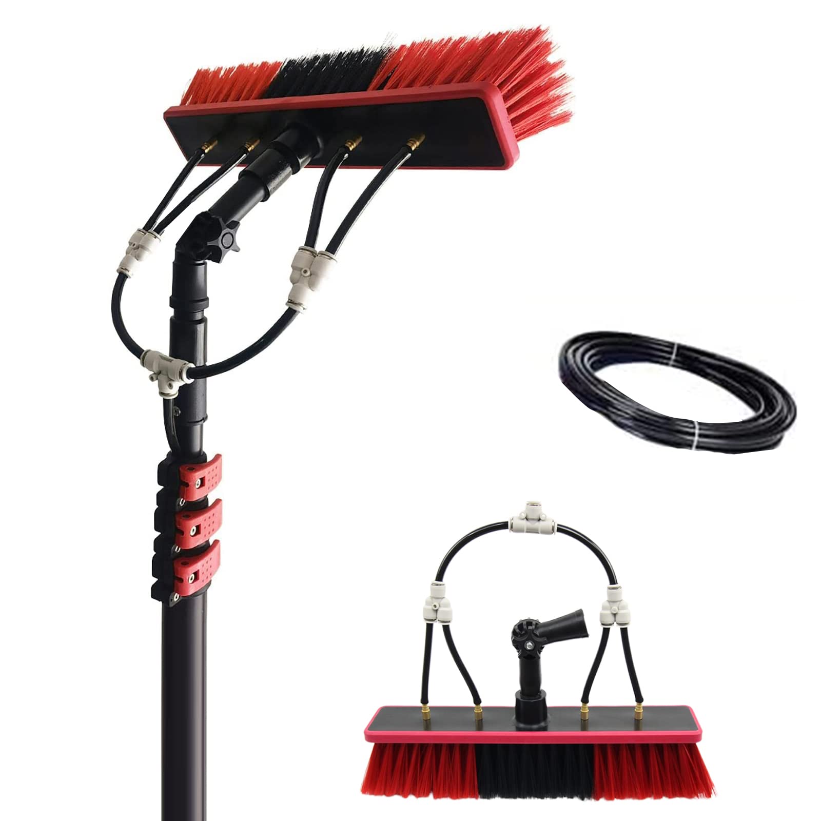 LMMIAOZ 3.6-10.8M Water Fed Telescopic Brush, Water Fed Conservatory Roof Cleaner Telescopic Brush, Window Cleaning Pole Water Fed Telescopic Brush, Extendable Solar Panel Cleani
