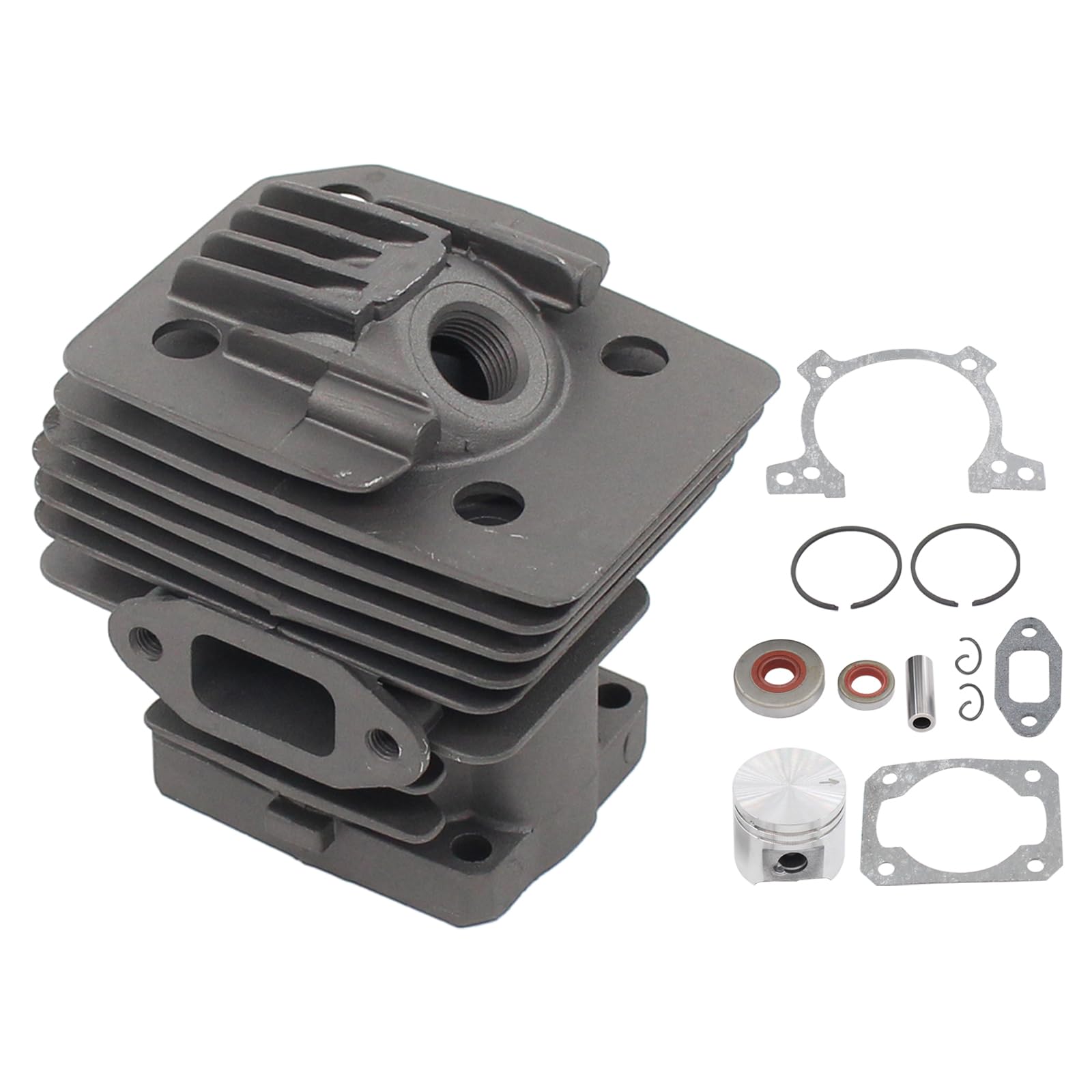 Kolben Zylinder Dichtsatz 38mm Zylinderkolben Dichtungssatz mit Kolbenring Kolbenbolzen Sicherungsclips Simmerringe Auspuffdichtung Zylinderfußdichtung für Stihl FS 220 FS 180 FS 160 Motorsense