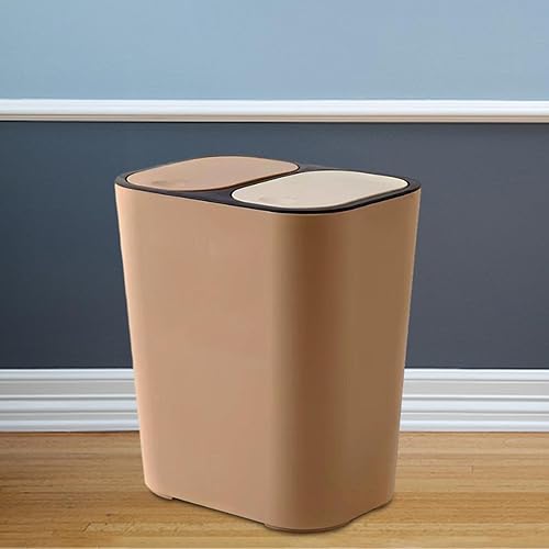 Miniatura 2 de Cubo de basura separador seco y húmedo, 2 compartimentos, papelera de oficina de diseño elegante para lavandería, caravanas, sala de estar, café
