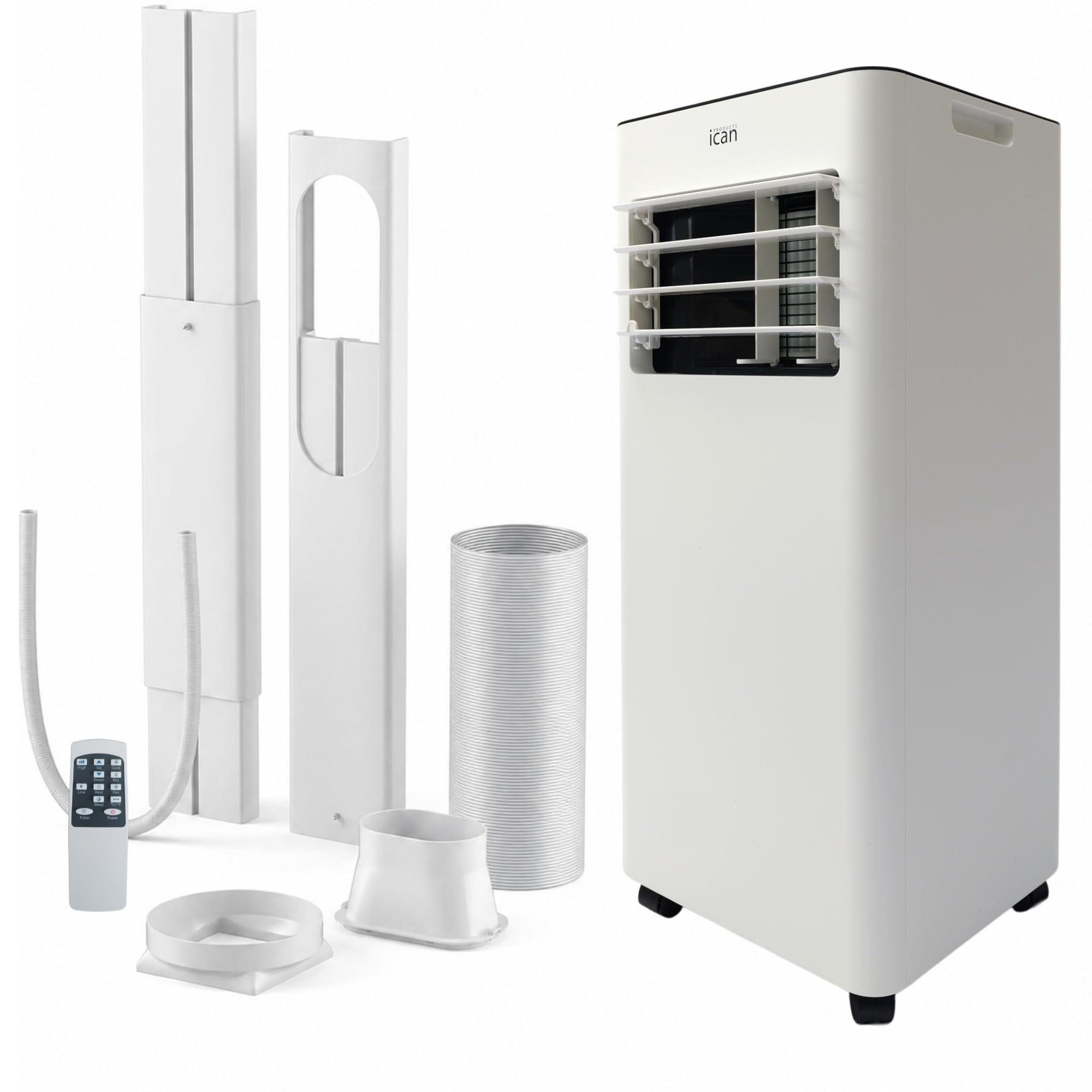iCAN Portable Air Conditioning Unit 9000 BTU, 5-in-1 Cooling, Heating, Dehumidifier&Fan, Energy Class A, Quiet Operation, Child Lock, Digital Display, 24h Timer, Window Kit, Covers Up to 20㎡/215 sq.ft
