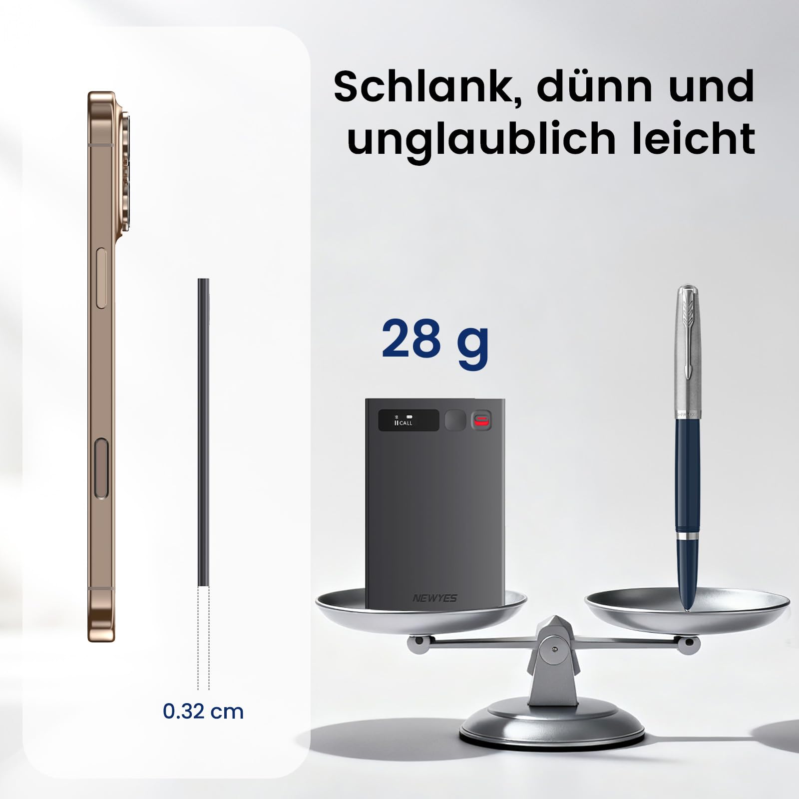 NEWYES Ailog KI Digitales Diktiergerät mit dedizierter App,Transkribieren und Zusammenfassen,35 Stunden Akkulaufzeit,64 GB Speicher für Meetings,Vorlesungen,Anrufe,Business,Unterricht