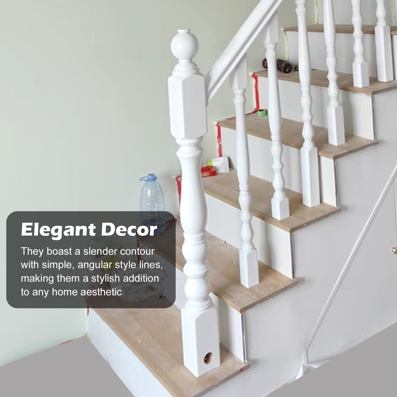 Poręcz Schodowa Słupek Balustrady Schodowej Wewnętrznej, Drewniane Tralki do Schodów, Elegancka Rustykalna Skrzynka Poręczy Schodowej Biała, Duże Słupki Balustrady Schodowej(1 PC)