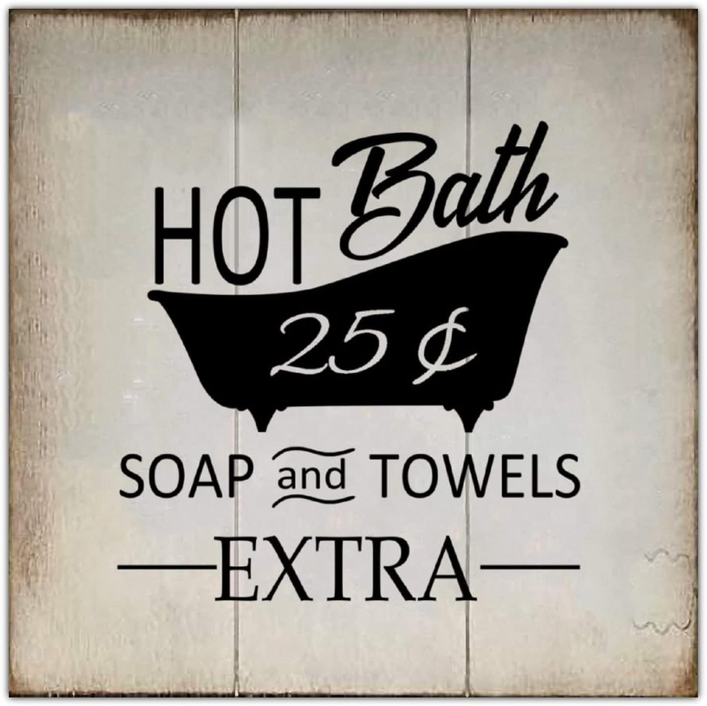 Rustic Wood Sign Bathroom Decor Sign Hot Bath Vintage Distressed Look Wooden Sign Wall Pediments Hanging Plaque Home Decor for Toilet Washroom Farmhouse Bathroom Decoration