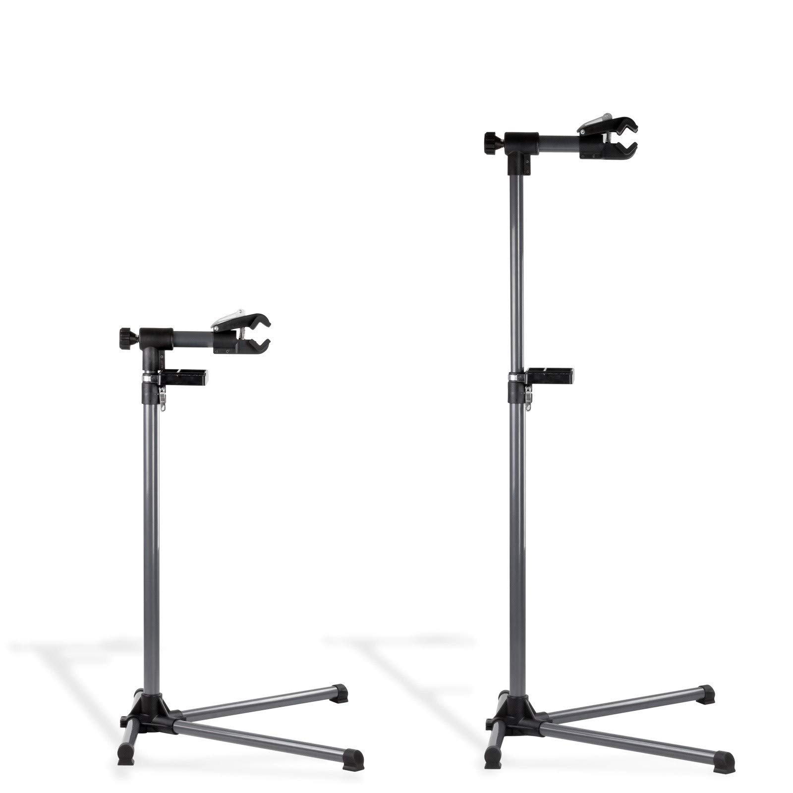 DEMA Fahrrad Montageständer 360°, Radständer, höhenverstellbar, drehbar, klappbar, gummierte Haltekralle, Werkzeugablage, stabil, für Reparatur, Wartung, Oversize-Rahmen, platzsparend zerlegbar