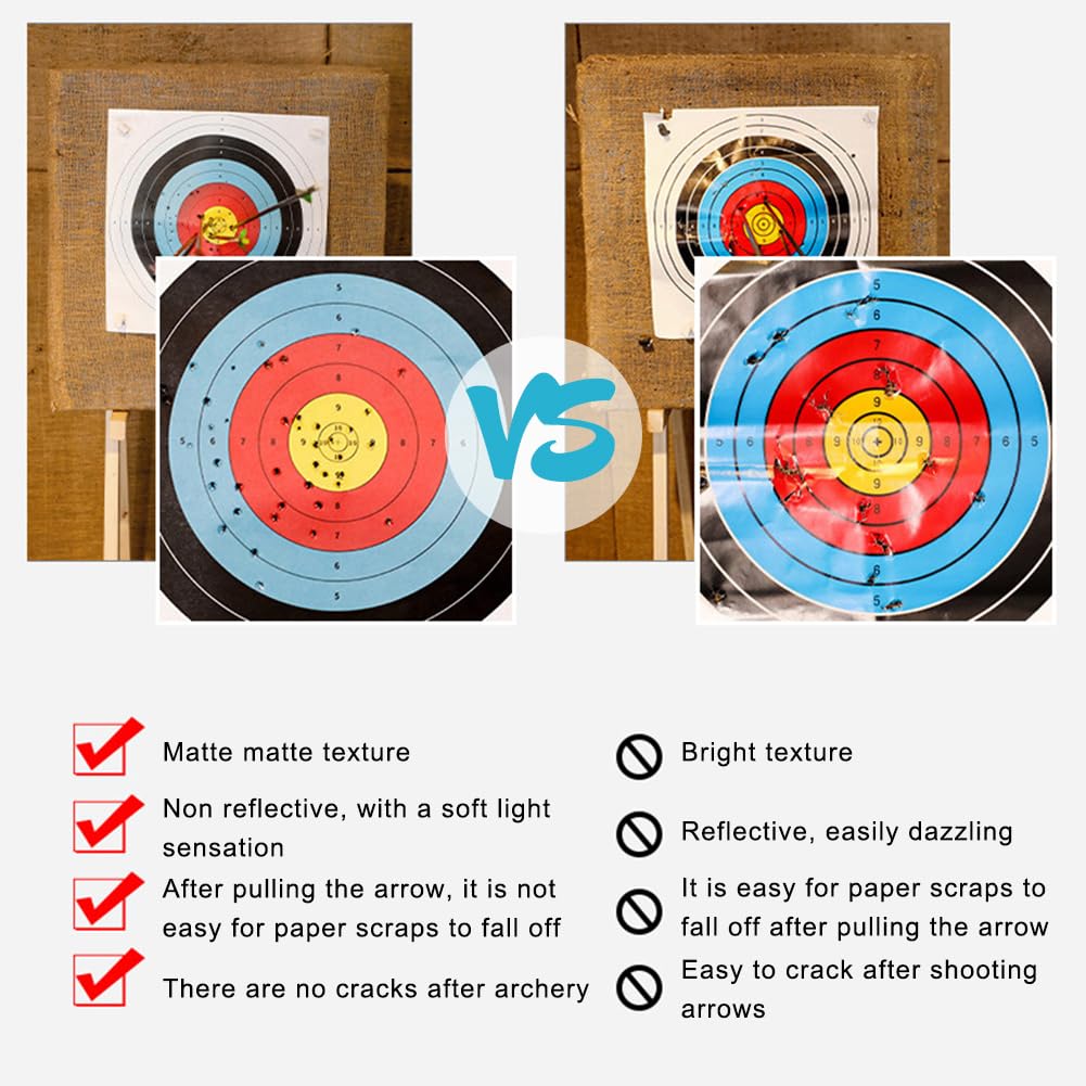 Cibles de Tir à l'arc, Papier pour Cible de Tir 40cm x 40cm, Anneaux en Papier Cibles, Standard Papier de Tir à l'arc, Cible de Tir à l'arc épais, Archery Targets Paper Standard
