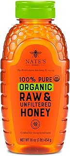 Nate's Organic 100% Pure, Raw & Unfiltered Honey - USDA Certified Organic - 16oz. Squeeze Bottle