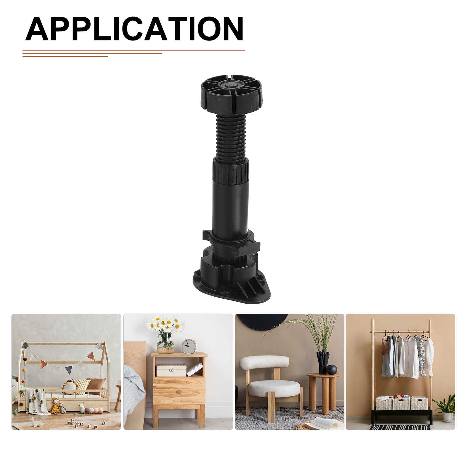 DTGN 120x44mm(LxW) Adjustable Leveling Feet - 4Pack- Good for Furniture - Leveler Support Frame Replacement Legs - Black - Image 4